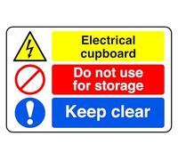 Electrical Cupboard Do Not Use For Storage keep Clear - safety sign - 1.2mm Rigid plastic for indoor/outdoor usage (300mm x 200mm) Viewing Distance within 7m.