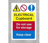 Electrical Cupboard do not use for Storage Keep Clear Safety Sign - Self Adhesive Sticker (400mm x 300mm)