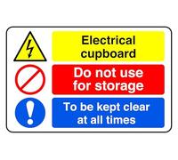 Electrical Cupboard Do Not Use For Storage To Be Kept Clear At All Times - safety sign - 1.2mm Rigid plastic for indoor/outdoor usage (150mm x 100mm) Viewing Distance within 3m.