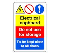 Electrical Cupboard Do Not Use For Storage To Be Kept Clear At All Times - safety sign- 3mm Aluminum Dibond for indoor/outdoor usage (300mm x 200mm) 7m Viewing Distance.