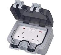 Electrical Double Weatherproof Outdoor Switched Power Socket, IP66 Rated, 13 Amp WPS213 Grey