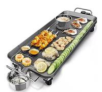 Electrical Grill 1500W BBQ Barbecue Table Top Griddle Non-Stick Hot Plates, Adjustable Temperature Control Smokeless Portable Electric Teppanyaki Grill for lndoor or Outdoor Use (L, 48 x 27 x 8 cm)