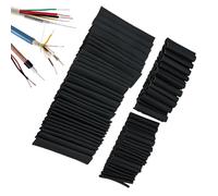 Electrical Heat Shrink Tubes - 127 Piece Industrial Shrink Tubing Kit, Black PE Material 7 Sizes, 600V Resistant | Durable Cable Wire Protection Sleeves For Electronics Auto Boat DIY Repairs