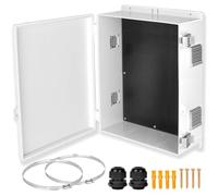 Electrical Junction Box, Outdoor Water Resistant Nema Enclosure, Ventilated ABS Plastic WiFi Project Box with Internal Mounting Panel & Hinged Cover 18.1" Lx 12.7" Wx 4.3"