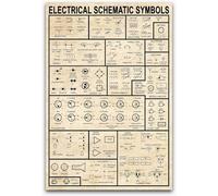 Electrical Knowledge Metal Tin Signs Electrical Schematic Symbols Posters Electrician Office Printing Plaques Home Room Shop Wall Decor 12x8 Inches