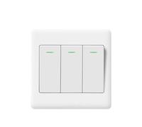 Electrical Light Switch,Wall Switch 1/2/3/4 Gang Wall Switches 1Way Button Light Switch Panel On/Off Push Buttons with Lamp Home Accessories(3-Gang)