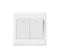 Electrical Light Switch,Wall Switch 1/2/3/4 Gang Wall Switches with Fluorescent Indicator Light 1Way Button On/Off Push Buttons Switch Panel(2-Gang)