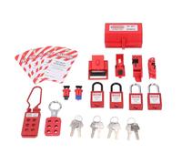 Electrical Lockout Tagout Kit, Rugged Multi User Group Safety Locking Set for Industrial Maintenance Electrical Equipment ABS Brass Stainless Steel Nylon 19 Piece