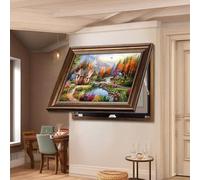 Electrical Panel Cover, Decorative Fuse Box Cover Cabinet, Flip - Up Meter Switch Box, Various Styles Available, for Living Room Home Office(Brown5,55 * 45cm/21.7 * 17.7in)