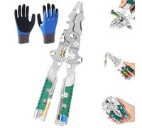 Electrical Pliers,Folding Stylus Screwdriver Wire Stripper,with Voltage Tester,Non-Slip Grip,Multi-Function,Ergonomic,for Cutting,Pulling,Crimping Wires Cable,with Electrician Gloves
