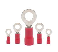 Electrical Ring Terminals, 50 pcs RV2 Insulated Ring Terminals 16-14 AWG M3-M8 Multicolor Multiple Sizes(Red,RV2-8)
