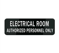Electrical Room Authorized Personnel Only Sign For Door, Acrylic Plastic, Black And White, Rounded Corners, Durable, Long Lasting With Double Sided Tape In The Back - 10 Inch X 3 Inch