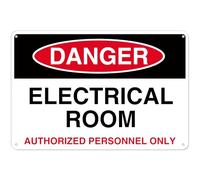 Electrical Room Sign, 12 x 8 Inches - Aluminum - Electric Room Signage For Doors - Authorized Personnel Only, Pre-Drilled Holes,Weather Resistant，high-quality printing (030)