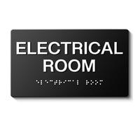 ELECTRICAL ROOM Signs with Raised Text & Grade 2 Braille, Matte Black Finish Easy Install with Double-Sided Tape, ADA Compliant Conference Room Office Door Sign