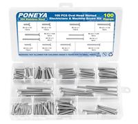 Electrical Socket Screws, 100 PCS 12 Sizes #6-32#8-32 Slotted Raised Countersunk Head 304 Stainless Steel Machine Screws, Extra Long 50mm 40mm Plug Socket Fastener for Wall Plate, Light Switch