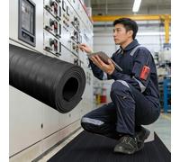 Electrical Switchboard Matting Gaskets, High Voltage Non-Conductive Large Ground Safety Mat Pad for Commercial/Substation/Power Supply Station(Black,LxT-9mx10mm/29.5ftx0.39in)