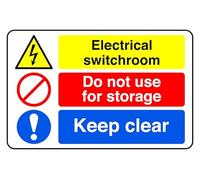 Electrical Switchroom Do Not Use For Storage keep Clear - safety sign - 3mm Aluminum Dibond for indoor/outdoor usage (200mm x 150mm) 5m Viewing Distance.