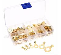 Electrical Terminal Kit 150PCS Brass Ring Eye Terminals with Transparent Storage Box, Sizes to M10 for Automotive and Appliance Wiring