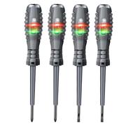 Electrical Tester Pen, 4 PCS Sensitivity Voltage Tester Screwdriver, Dual Light Mains Screwdriver Testers with Flashlight, Non-contact High-Performance Electrical Testers Pen Set (Flathead Crosshead)