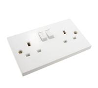 Electrical UK Domestic Mains Socket Double 2 Gang Outlet Dual Pole 13A White
