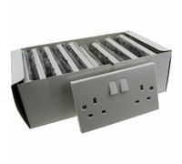 Electrical UK Mains Socket Double 2 Gang Outlet Single Pole 13A White [10 Pack]