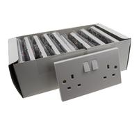 Electrical UK Mains Socket Double 2 Gang Outlet Single Pole 13A White [10 Pack]