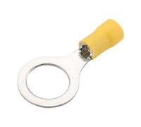Electrical Wire Connector O-type Cold Press Terminal RV1.25/2/3.5-4/6, Ring Wiring Terminals, Brass Crimp Cable Wire Connector 100pcs(Yellow,2 * 4)