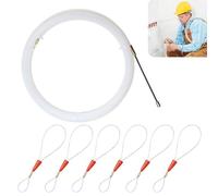 Electrical Wire Threader, Nylon Fish Tape with 6 PCS Metal Lock Wires, Cable retraction aid for Wiring Installation of Telecommunications Floor Ducts, Long 30M Width 3MM