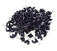 Electrical4all 100 Black Cable Clips, Cable Wall Nails Manages Electric Wire, CAT5/CAT6,RG6,RG59,RJ45 Cable in Home,Office,Desk Accessories (8mm-100pcs)