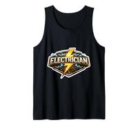 Electrician Badge Bolt Lightning Electrical Wiring Sparks Tank Top