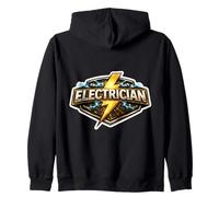 Electrician Badge Bolt Lightning Electrical Wiring Sparks Zip Hoodie
