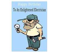 Electrician birthday card, Sparky birthday card, Size 8 x 5.5 inches