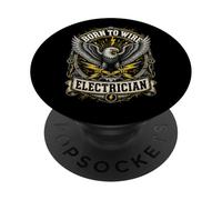Electrician Born To Wire Eagle Lightening ElectricTradesman PopSockets Adhesive PopGrip