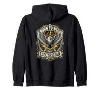 Electrician Born To Wire Eagle Lightening ElectricTradesman Zip Hoodie