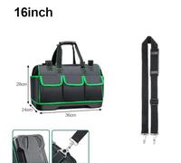 Electrician Canvas Tool Bag Organizer with Reinforced Bottom, Water-Resistant Material and Adjustable Shoulder Strap for Professional and DIY Use, 16/18/20 Inch, Green or Black