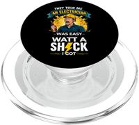 Electrician Cartoon Graphic Watt A Shock I Got Quote PopSockets PopGrip for MagSafe