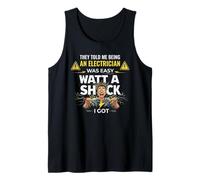 Electrician Cartoon Graphic Watt A Shock I Got Quote Tank Top