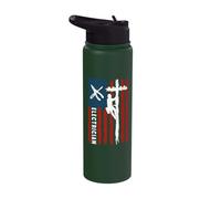 Electrician Climbing Pole American Flag Stainless Steel Insulated Water Bottle