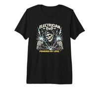 Electrician Dad Skull Lightning Powered by Love Premium T-Shirt
