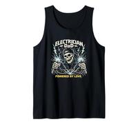 Electrician Dad Skull Lightning Powered by Love Tank Top