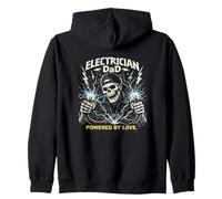 Electrician Dad Skull Lightning Powered By Love Zip Hoodie