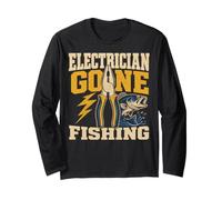 Electrician Gone Fishing Bass Angling Humor Long Sleeve T-Shirt