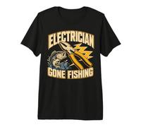 Electrician Gone Fishing Bass Angling Humor Premium T-Shirt