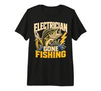 Electrician Gone Fishing Bass Angling Humor Premium T-Shirt