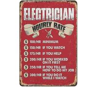 Electrician Hourly Rate Customizablevintage Art Tin Signwall Plaque For Home Electrician'S Safety Warning Box Decor Poster 8x12 inch