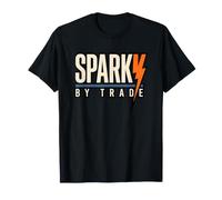 Electrician Lightning Bolt Spark Orange Vintage Badge Design T-Shirt