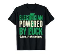 Electrician Powered by Luck St Patricks Day T-Shirt
