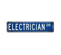 Electrician Retro Style Metal Tin Sign Gift for Electrician Rustic Shabby Chic Sign Profession Street Sign Men Cave Bar Decor Metal Tin Sign for Living Room Bedroom Workshop Home Quality Sign