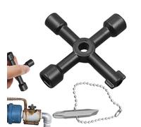 Electrician Service - 4 Way Utility Wrench for Plumbing Electrical Work | Compact Cross with Torque Function, Lightweight Maintenance for Meters, Doors, Valves, Cabinets, Techni