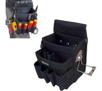 Electrician Tool Bag, Tool Bag with Belt Clip, Durable Small Maintenance Tool Bag Belt, 18-in-1 Tool Belt Bag with Steel Hammer Loop, Tape Measure Clip, T-Tape Chain and 15 Pockets
